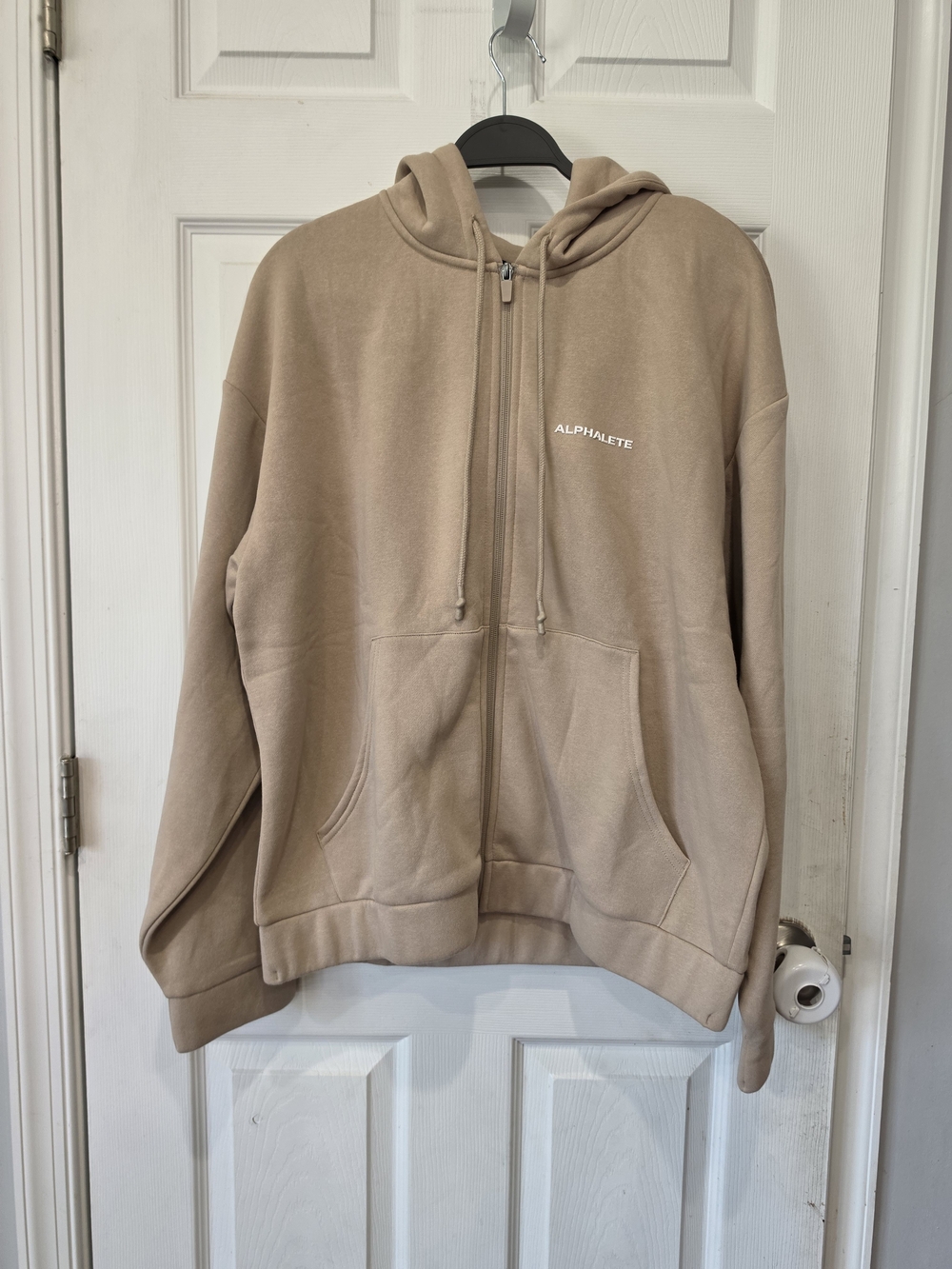 Alphalete Men's Full-Zip Oversized Hoodie Tan Size Medium NWT